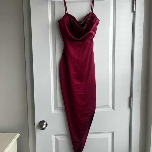 Windsor Dresses & Skirts - Red Satin Asymmetrical Cowl Neck Dress